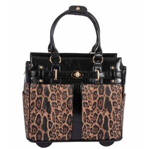 JKM and Company LONDON Leopard Rolling Laptop Bag Briefcase Tote or Travel Bag